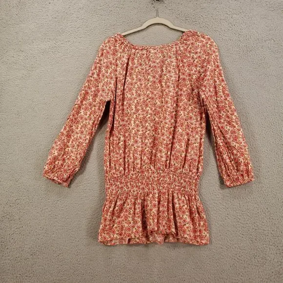 Sundance Tunic Womens Small Pink Floral Elastic Waist Delicate Blouse Tie Neck - Picture 13 of 15